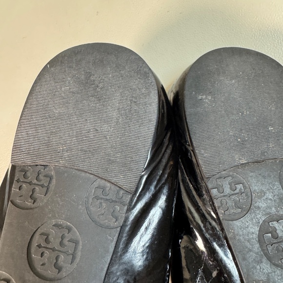 Tory Burch Black Leather Patent Reva Ballet Flats Size 8 - Picture 7 of 7